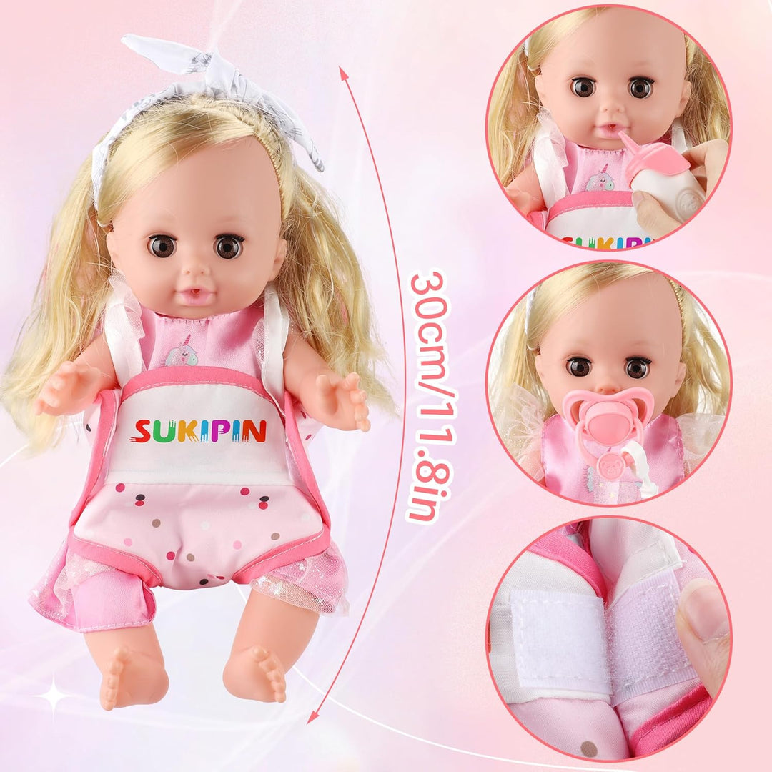SUKIPIN Muñecas de bebé para niñas de 3, 4 y 5 años, accesorios par...