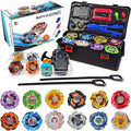 X Battling Tops Set, 12 tops giratorios derechos, 3 lanzadores y 1 agarre con estuche de almacenamiento portátil, juego Gyro Battle Arena regalo para niños y niñas a partir de 6 años
