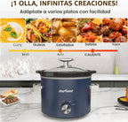 Sunvivi Olla de cocción lenta de 2 cuartos de galón, pequeña olla de cocción lenta con olla de cerámica extraíble, calentador de alimentos con 3 ajustes de calefacción y tapa de vidrio apta para
