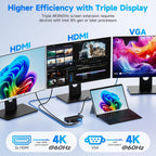 Estación de acoplamiento Surface Thunderbolt 4, triple pantalla a través de HDMI dual + VGA con adaptador de corriente, Surface Dock compatible con Surface Pro 12/11/10/9/8/X/7 y Surface Laptop 5/4/3