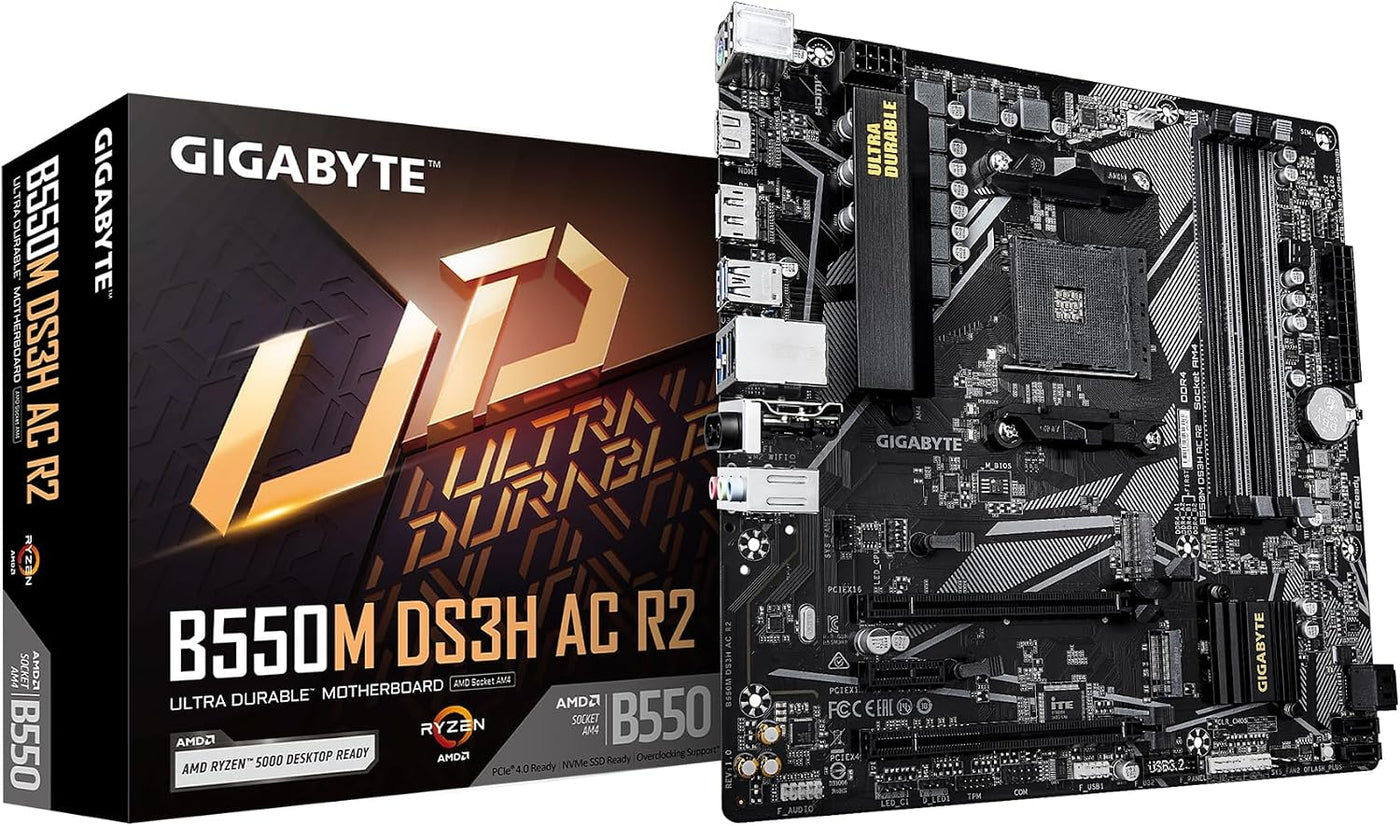 GIGABYTE Placa base B550M DS3H AC R2 AMD AM4, Micro-ATX, DDR4, Dual...