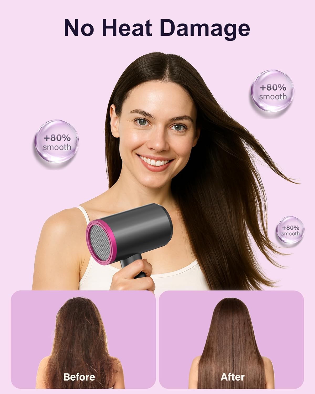ANNLARY Secador de pelo con peine | Secador de pelo de 1800 W con d...