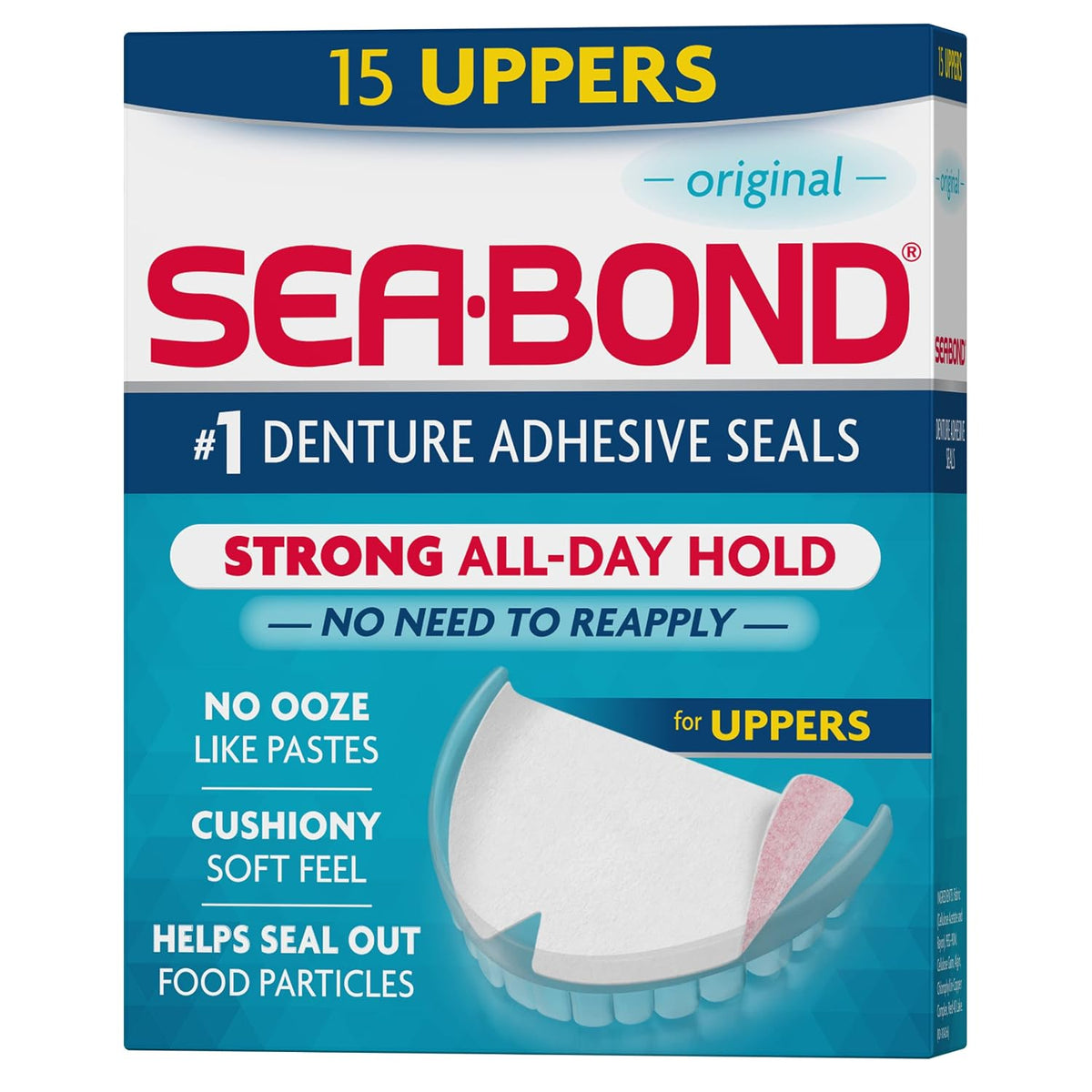 Sea Bond Sellos Adhesivos Seguros para Dentaduras Postizas, Superio...