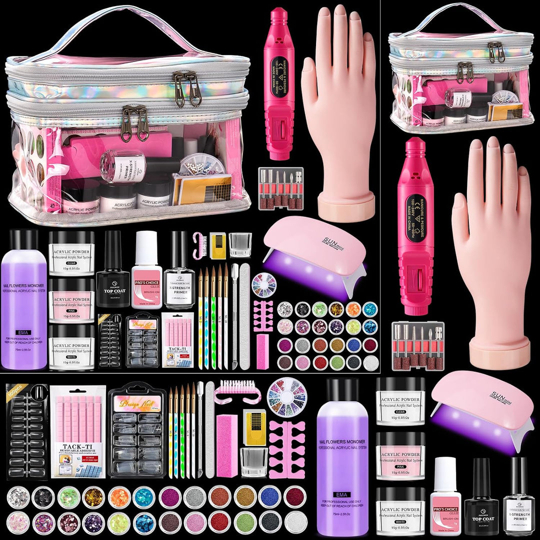 Kit de uñas para principiantes con todo: juego profesional de polvo...
