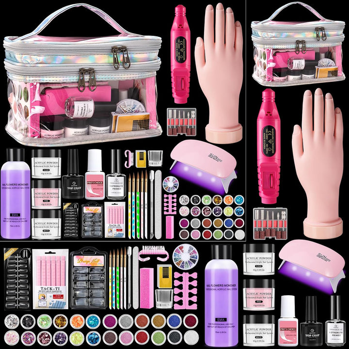 Kit de uñas para principiantes con todo: juego profesional de polvo...