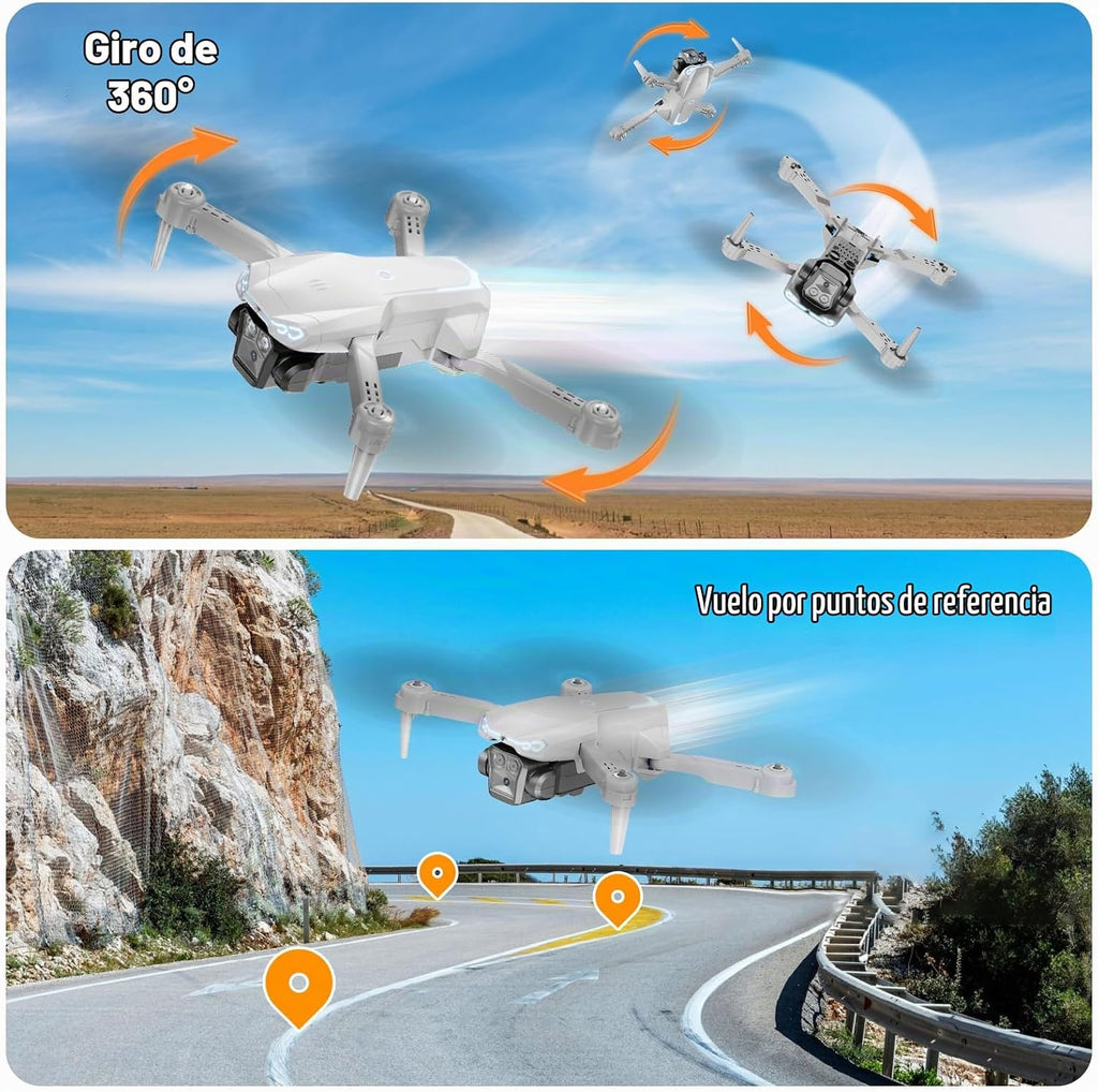 Naseto - Dron plegable HD 1080P con cámara para adultos y niños, cuadricóptero RC con despegue/aterrizaje con una tecla, retención de altitud, vuelo de punto de ruta, giro de 360°, 2 baterías, regalo fácil de volar para niños y niñas