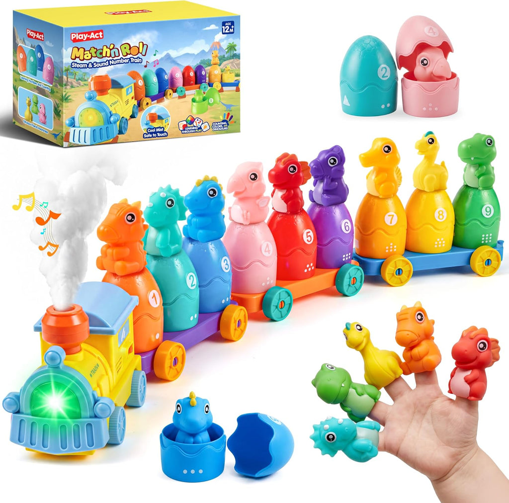 JOVA Play-Act - Tren de dinosaurio de vapor, juguete de aprendizaje