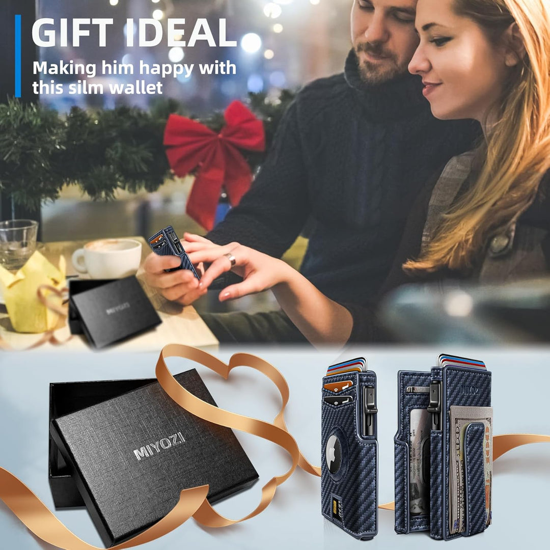Miyozi - Billetera Airtag para hombre, con clip de dinero, estuche...