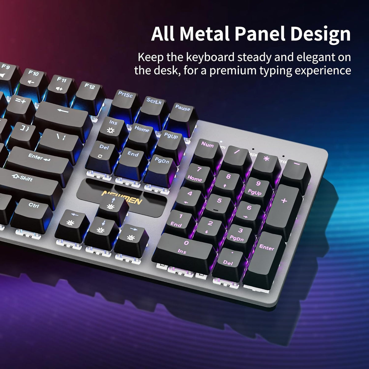 Newmen GM325Pro - Teclado mecánico con retroiluminación LED arcoíri...