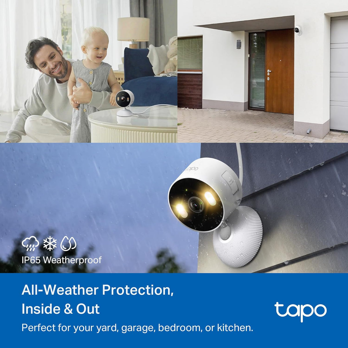 Tapo - Cámara de seguridad de 1080p para interiores/exteriores