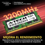 A-Tech 16GB DDR4 3200 MHz SODIMM PC4-25600 (PC4-3200AA) CL22 Módulo...