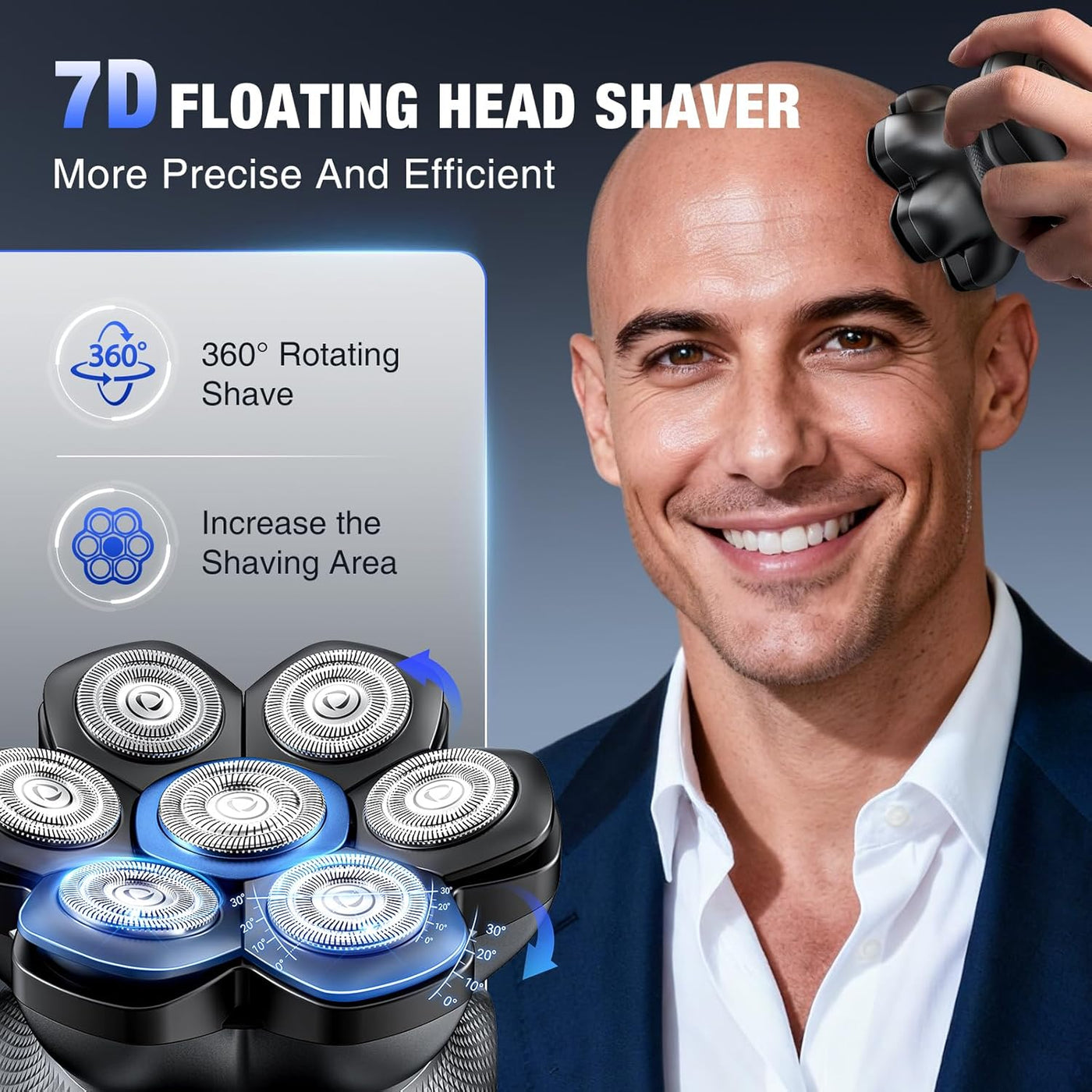 Kensen PRO - Afeitadoras de cabeza 7D para hombres calvos, afeitado...