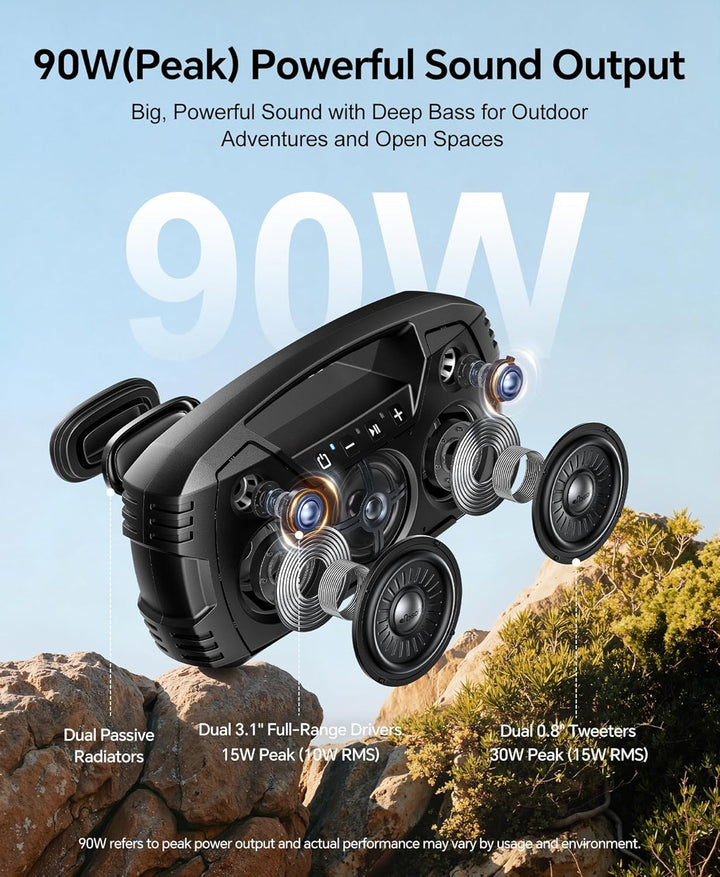 Altavoz Bluetooth impermeable IPX7, 40 W (60 pico), altavoces inalá...