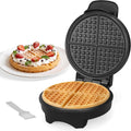 FineMade Máquina para hacer gofres clásica de 7 pulgadas, waflera belga con placas antiadherentes de cerámica sin PFAS, waflera eléctrica, waflera fina crujiente, plancha para gofres redonda, grafito