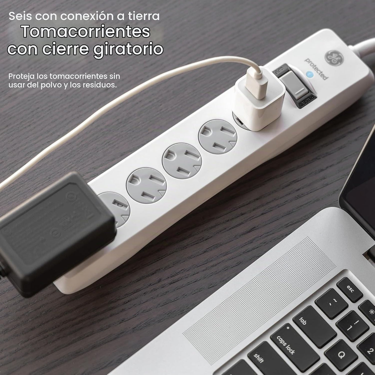 GE Protector contra sobretensiones, regleta 2 unidades, extensión de 6 ft