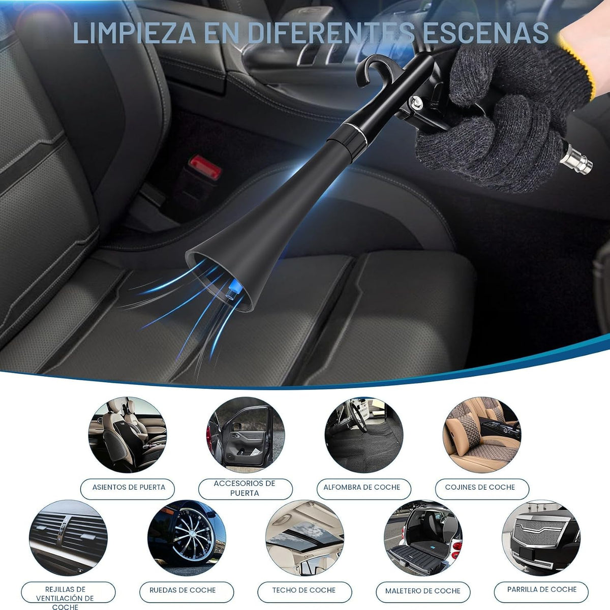 Pistola de limpieza de auto PARAROSE para detalles de interior, secador de aire de alta presión, kit de detalles de automóviles, limpiador de interior, herramientas de detalle de automóviles para