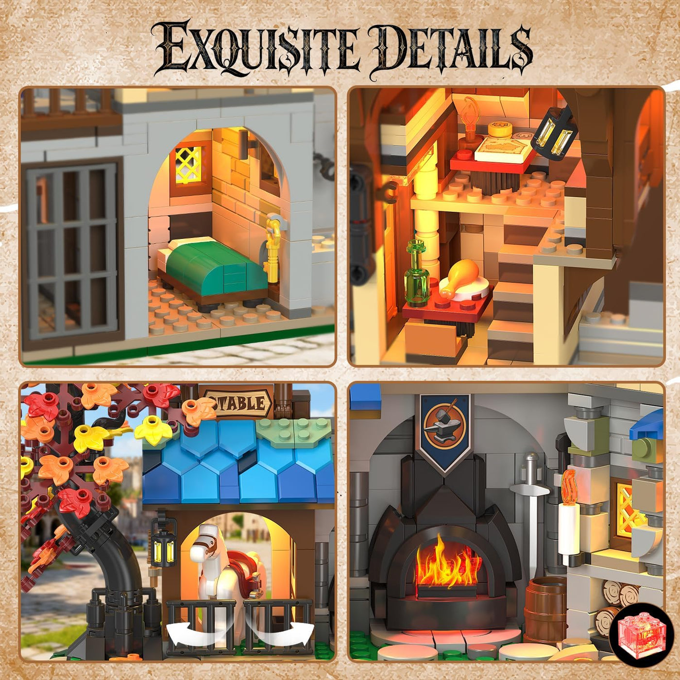 Juego de construcción medieval para adultos arquitectura