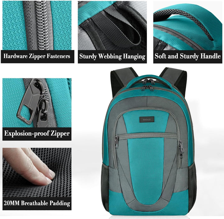BIKROD Mochila verde azulado para mujeres y hombres, mochila escola...