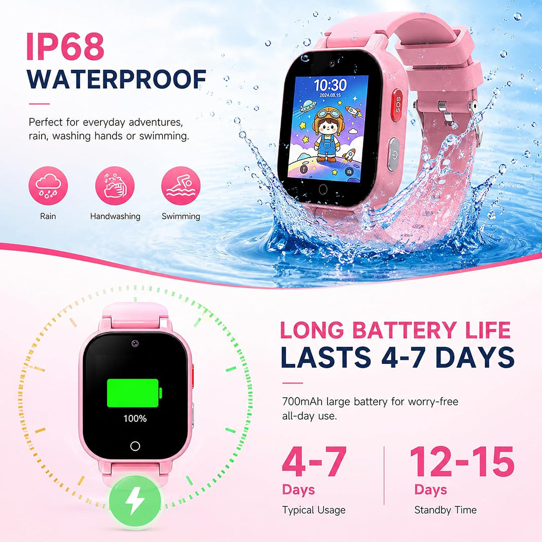 DXPICR Reloj inteligente 4G para niños con rastreador GPS, video y...
