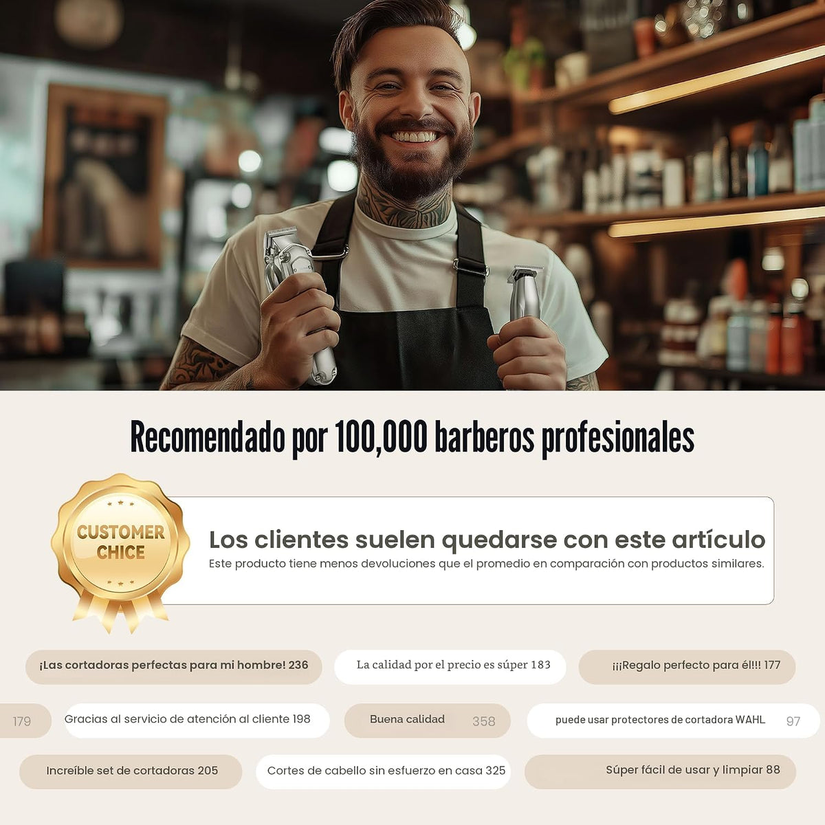 Set de cortapelos y recortadoras Jack & Rose, cortapelos inalámbricos para hombres, set de cortapelos de barbero
