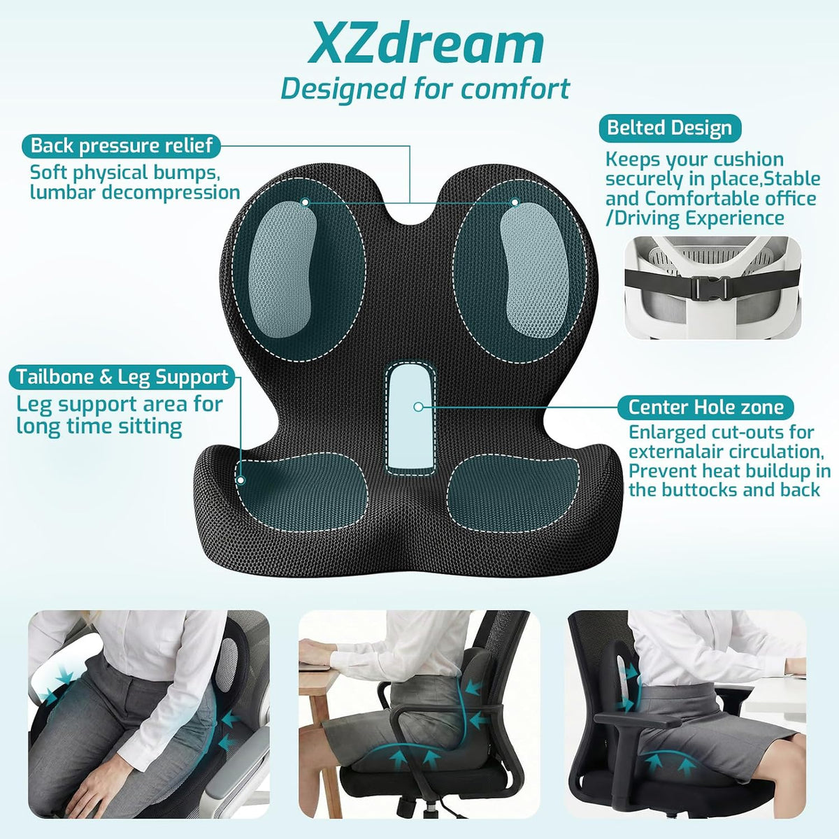 Cojín ergonómico de asiento y almohada de apoyo lumbar para oficina