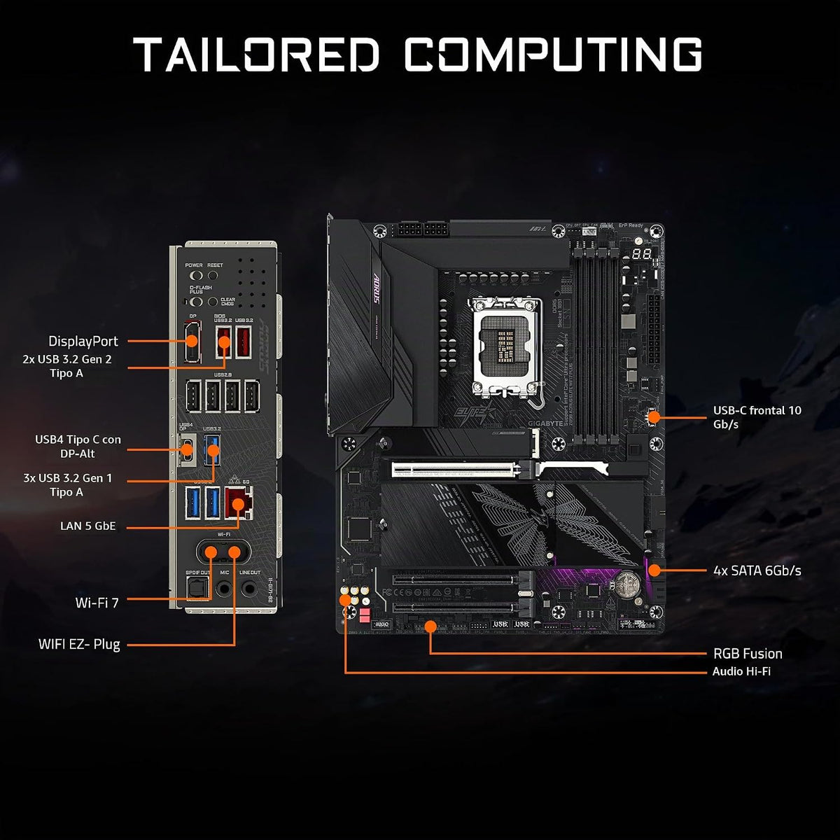 GIGABYTE Z890 AORUS Elite WIFI7 Plus Intel LGA 1851 ATX placa base,...