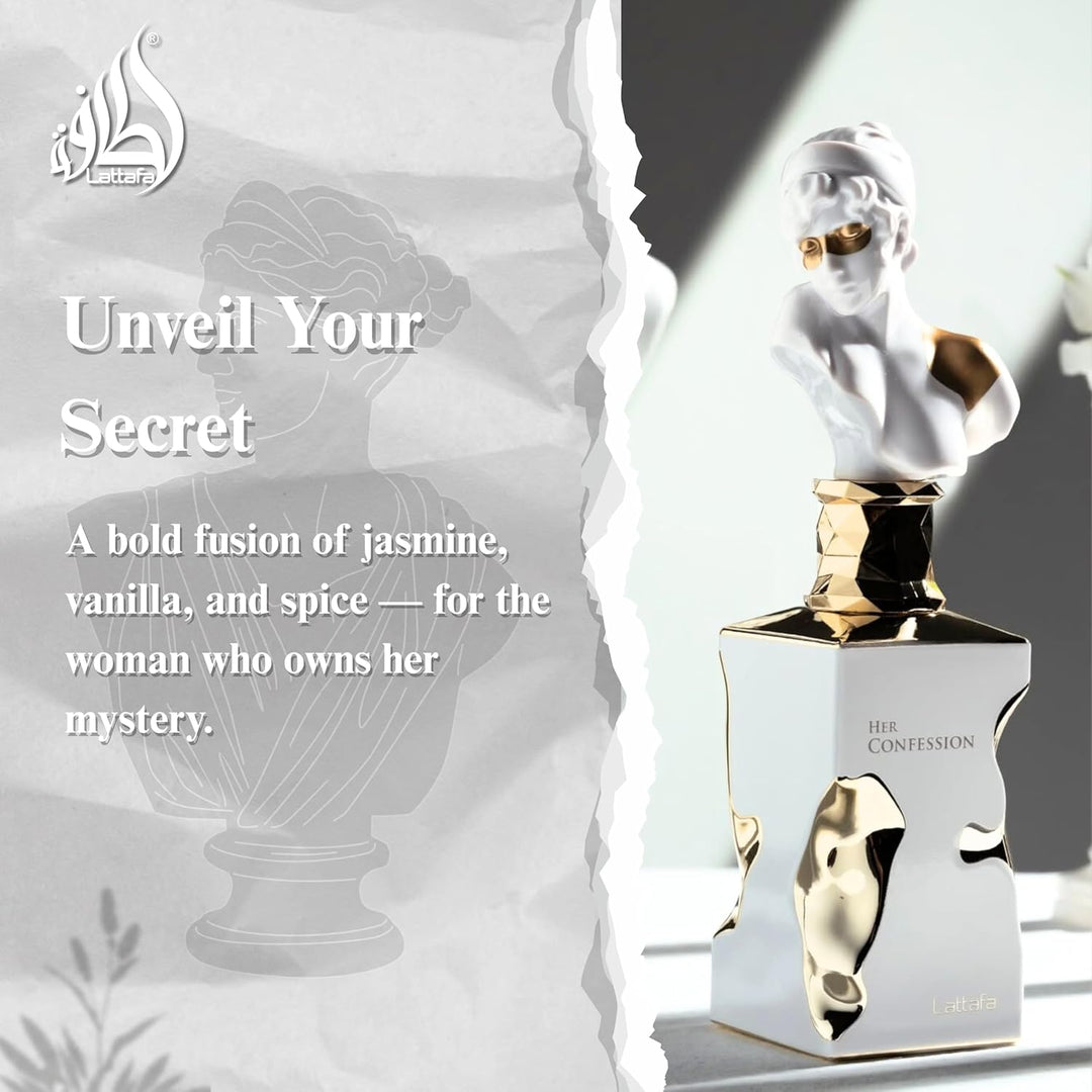 Lattafa Su Confesión - Vainilla, Floral, Ámbar, Almizcle - Eau de P...