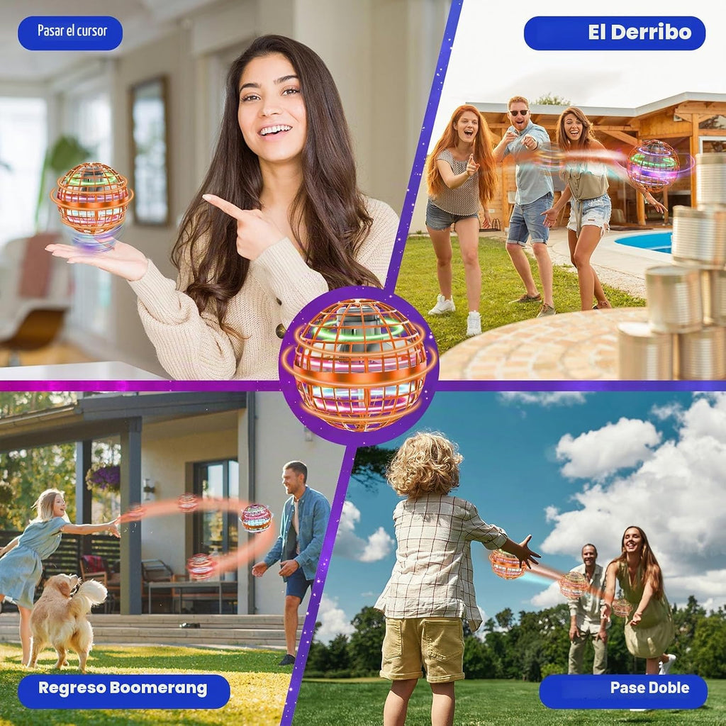 Bola de orbe voladora 2026 Juguetes Soaring Hover Boomerang Spinner controlado a mano, mini dron cósmico globo giratorio para niños, juguete para mosca al aire libre, regalo de cumpleaños