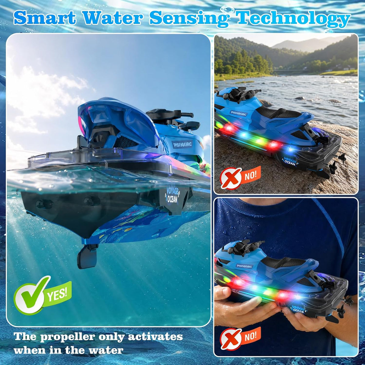 Barco a control remoto, barco a control remoto para niños y adultos, barcos RC para piscina y lago, barcos acuáticos con luz LED, barco eléctrico a control remoto, juguete de verano con