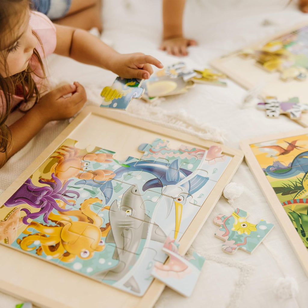 Melissa & Doug Jigsaw Puzzle Bundle (Dinosaur,Safari y Ocean)
