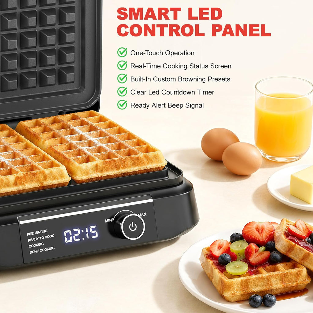 Máquina para hacer gofres, temporizador digital LED inteligente de 8