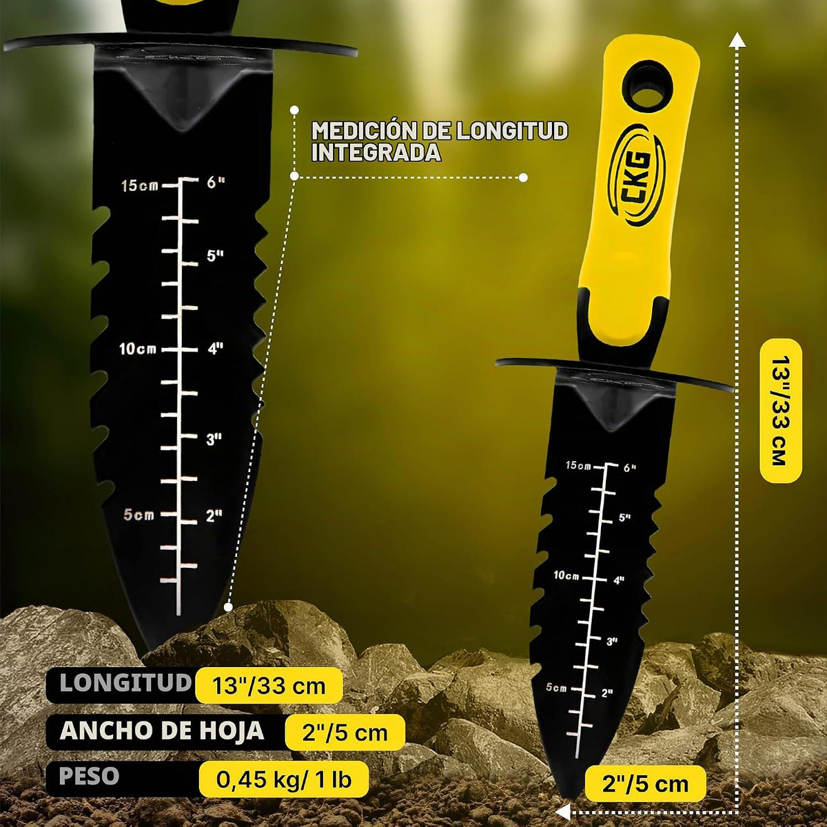 Pala para Detección de Metales, Pala de Doble Borde Serrado de Alta Resistencia - Cuchillo de Excavación para Jardinería, Caza, Camping, Plantación y Bolso de Almacenamiento para Tesoros, Juego