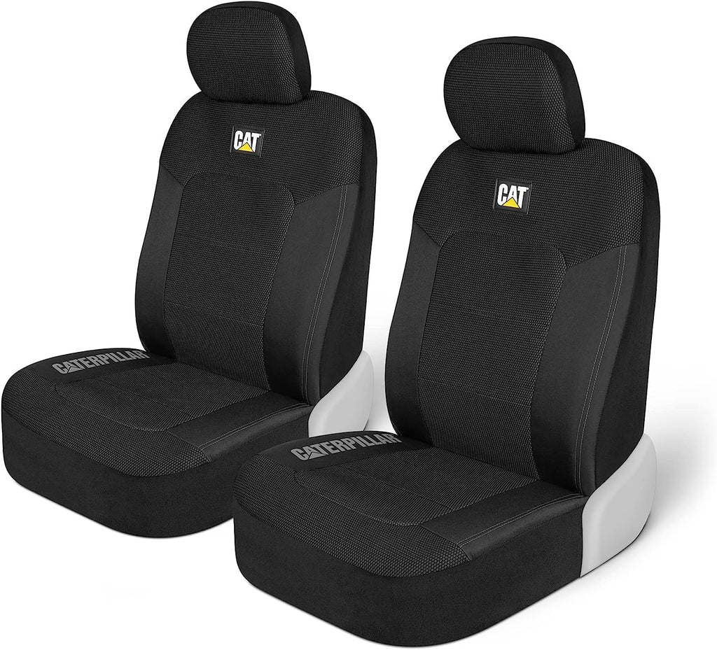 Cat® MeshFlex Fundas de asiento automotriz para automóviles, camiones y SUV (juego de 2) - Fundas de asiento de coche negras para asientos delanteros, protectores de asiento de camión con cómodo