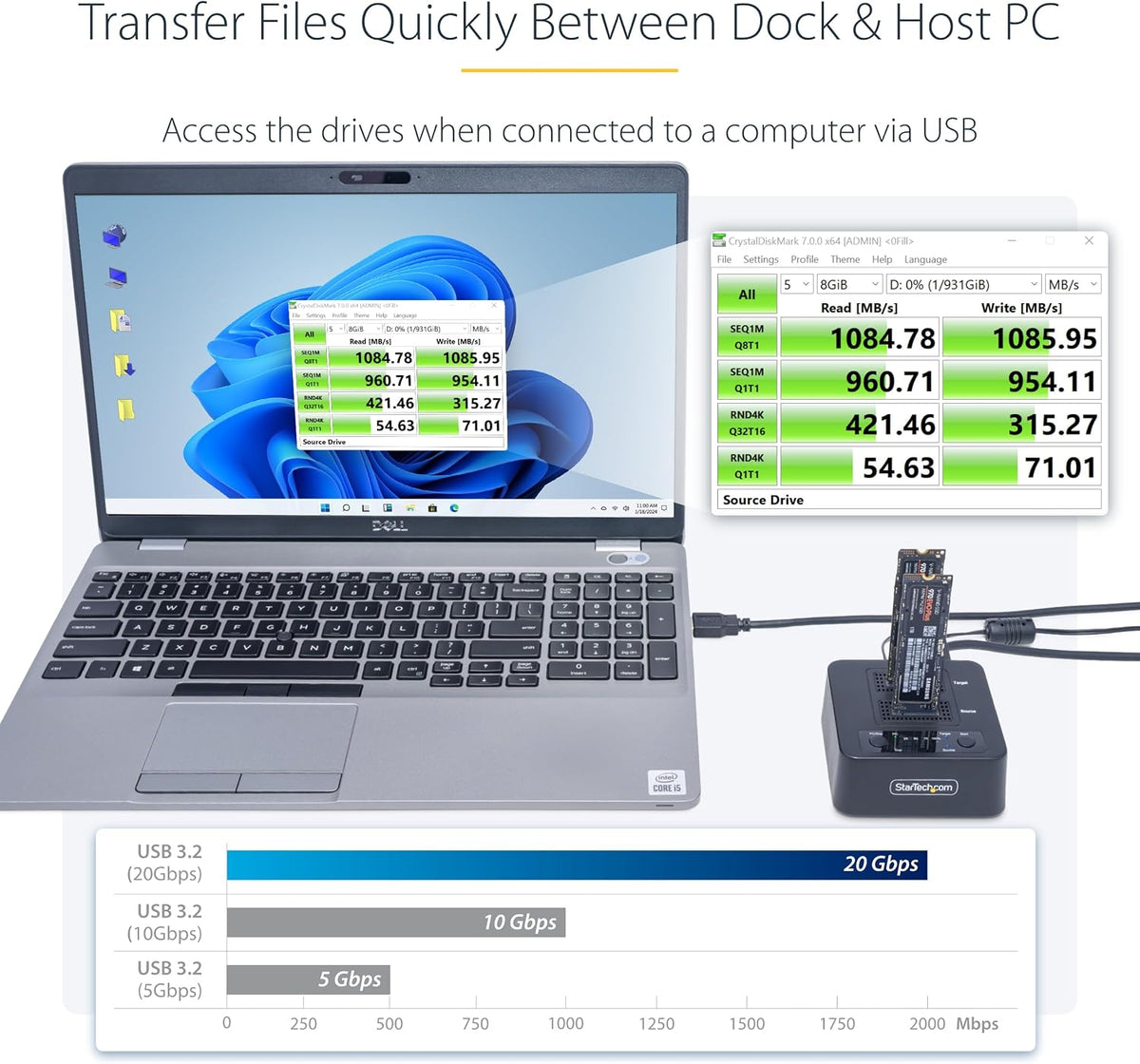 StarTech.com 1:1 Duplicador de unidad M.2 NVMe, Clonador\/Copiador...