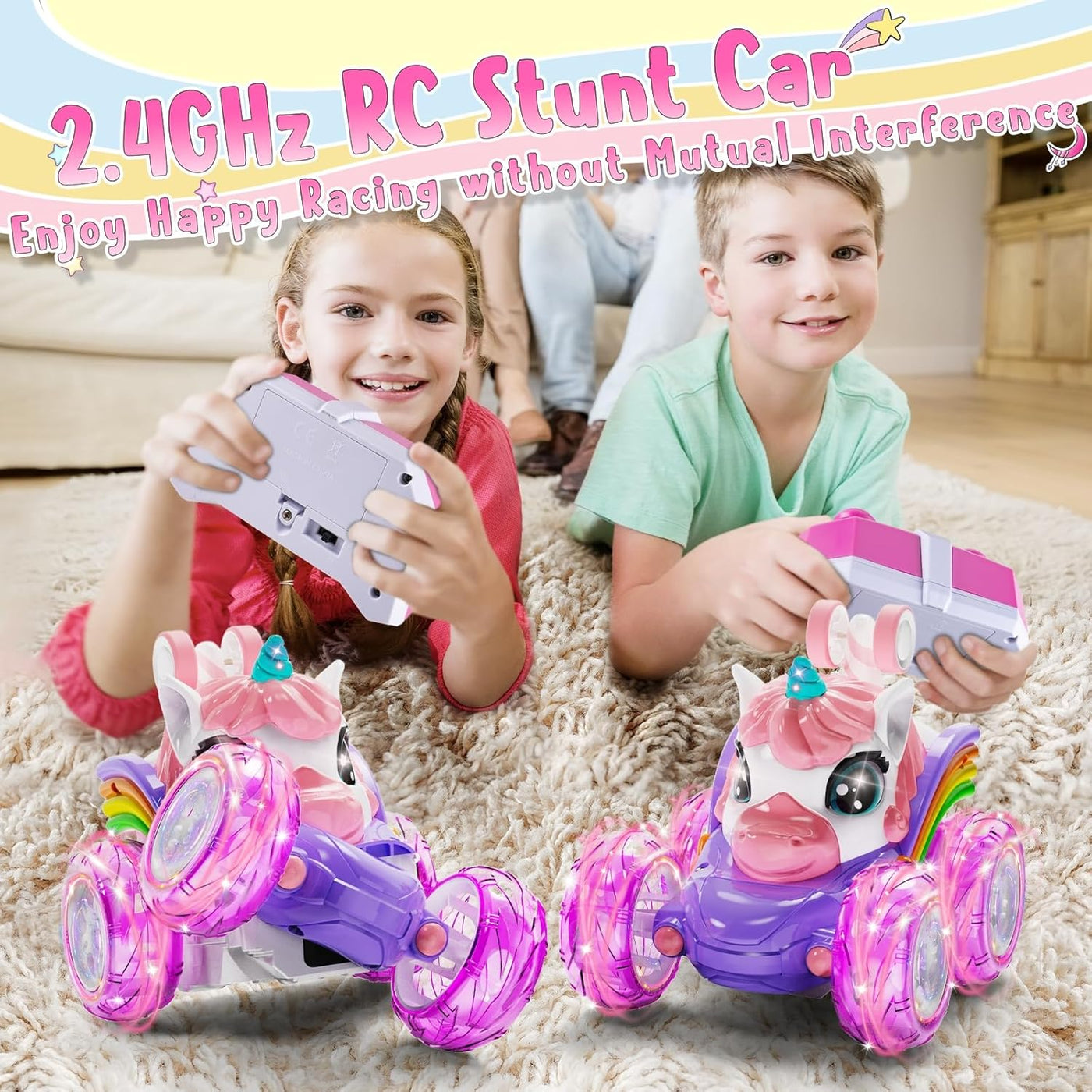 Auto de control remoto de unicornio para niñas auto