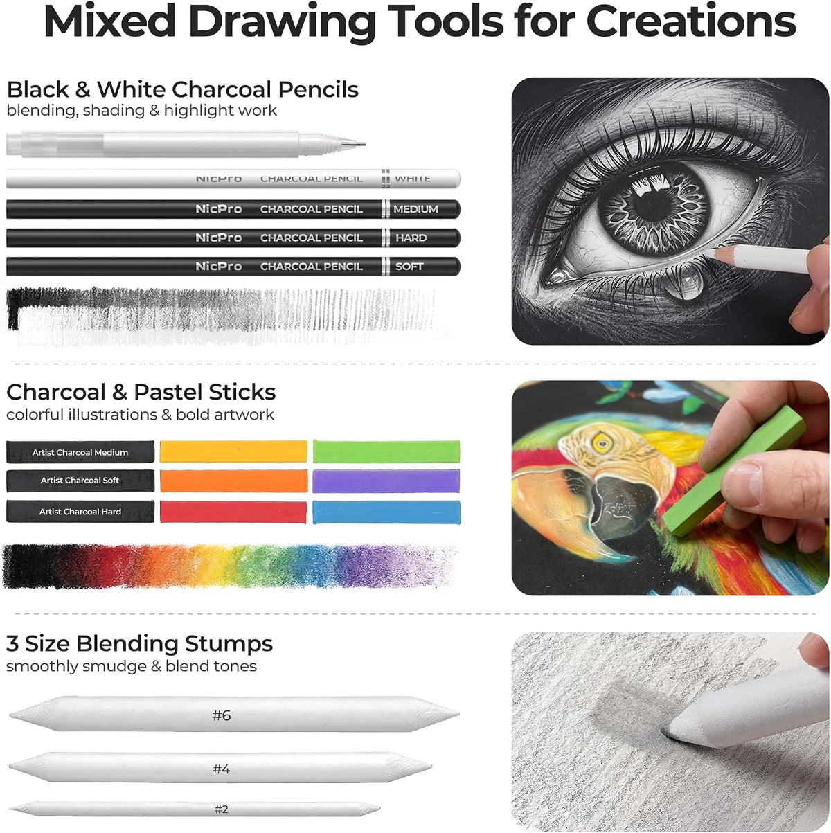 Nicpro Kit de 180 suministros de dibujo artístico, suministros de arte