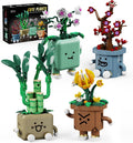 Juego de 4 botánicos de plantas felices, 968 piezas, colección botánica de flores, juguetes de construcción para el hogar, oficina, Navidad, cumpleaños