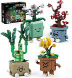 Juego de 4 botánicos de plantas felices, 968 piezas, colección botánica de flores, juguetes de construcción para el hogar, oficina, Navidad, cumpleaños