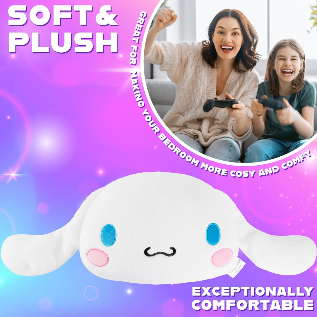 Hello Kitty Sanrio - Almohada de felpa esponjosa, cojín de felpa Kawaii decoración kawaii Cinnamoroll Kuromi, regalos para adolescentes y mujeres (cinamoroll blanco, 15.7 pulgadas de largo x 15.4 pulgadas de ancho)