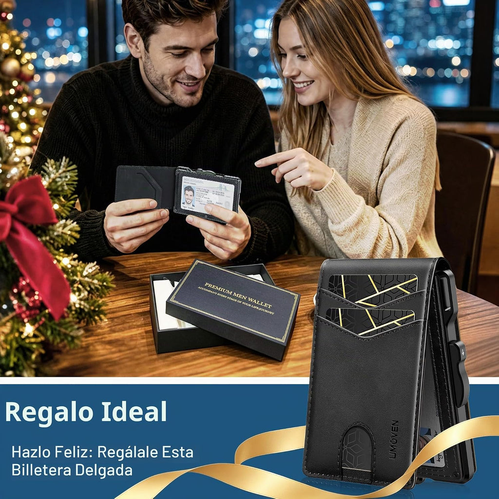 Billetera para hombre minimalista con bloqueo RFID y ranura para tarjetas