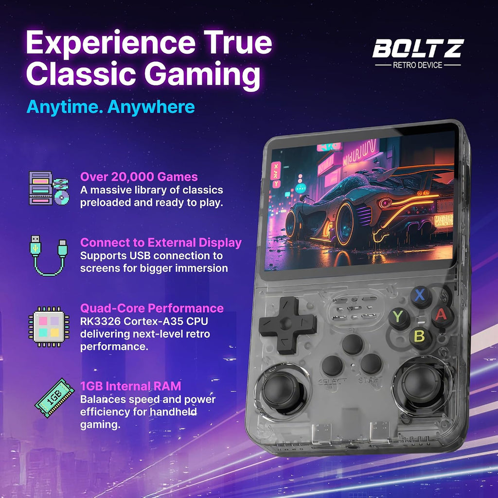 Boltz - Consola de juegos de mano retro con 20,503 juegos incorporados, IPS