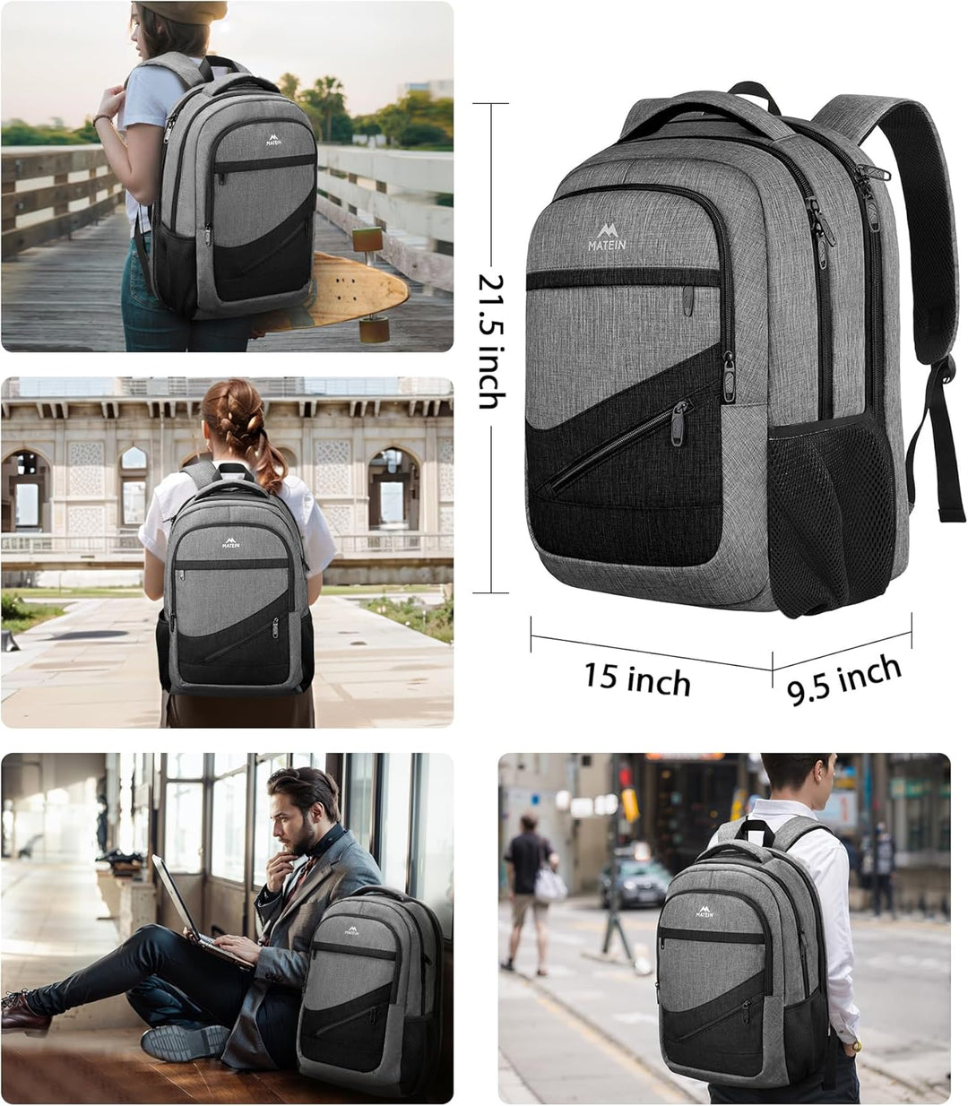 MATEIN Mochila extra grande para laptop de 18.4 pulgadas, mochila d...