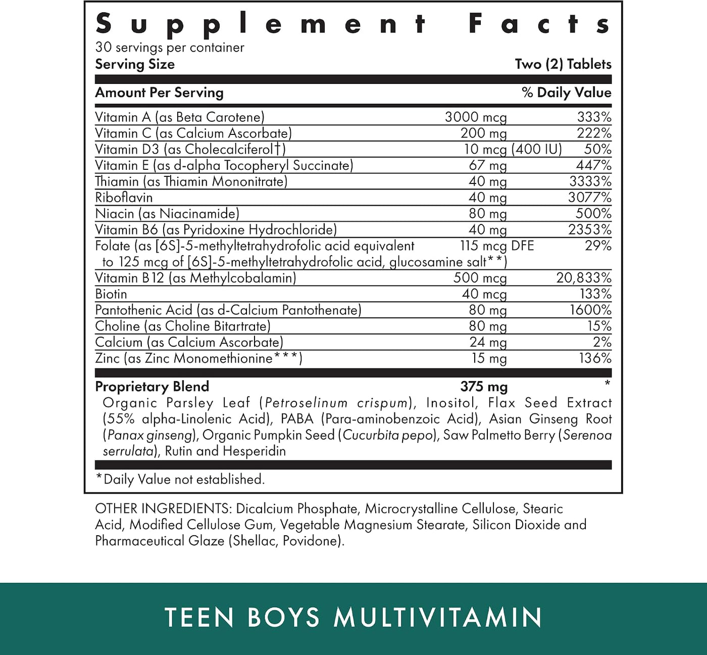 MICHAEL'S Health Naturopathic Programs Teen Boys - 60 tabletas vege...