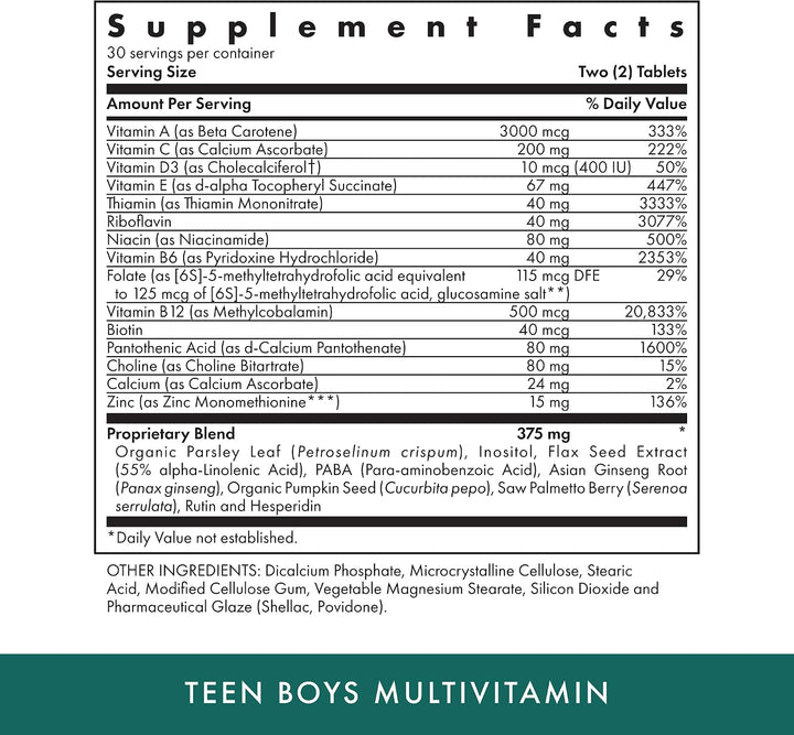 MICHAEL'S Health Naturopathic Programs Teen Boys - 60 tabletas vege...