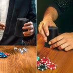 Juego de tazas de cuero para dados, 5 tazas de dados negros, 25 dados con
