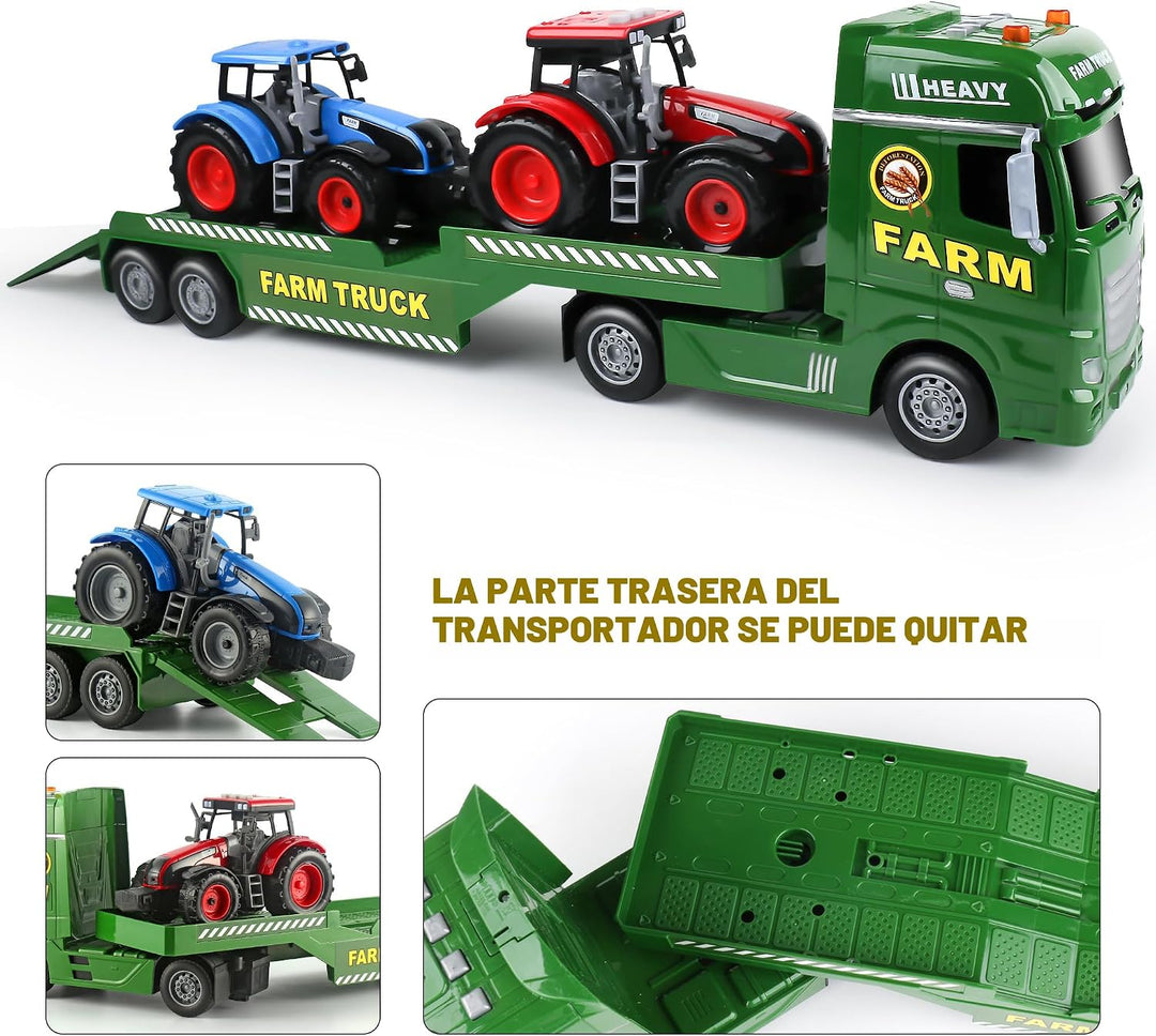 Dwi Dowellin Camión Semi Remolque Plano Grande para Niños, Incluye...