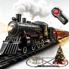 Juego de tren eléctrico con control remoto para niños, aleación de metal, juguetes de tren de Navidad, locomotora de vapor, vagones de pasajeros, pistas de lujo, luces y sonidos, recargable, regalos