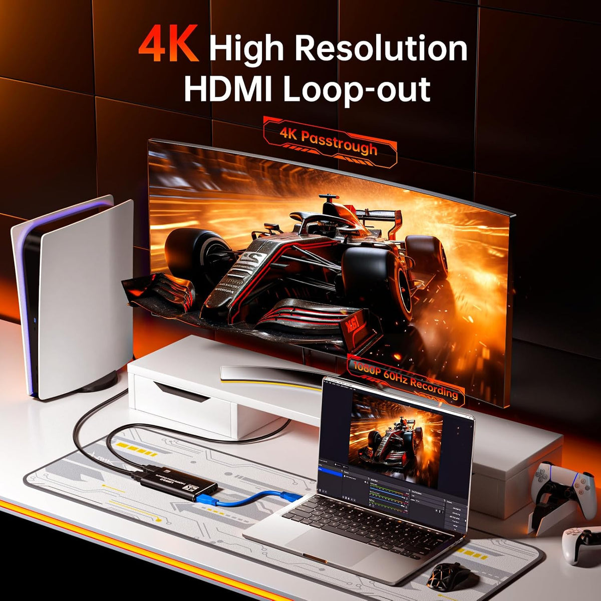 Newhope Tarjeta de Captura HDMI para Transmisión, Captura Full HD 1080P 60FPS USB 3.0, Tarjeta de Captura de Audio y Video de Juegos, para Transmisión de Cámara/Xbox/PS4/PS5/Switch/PC