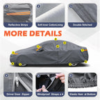 Coverlex Fundas de automóvil para todo tipo de clima, impermeables para sedanes de tamaño mediano, 6 capas de lona resistente universal para Chevy Malibu, Ford Fusion, Kia Stinger K5/Optima, Mazda 6