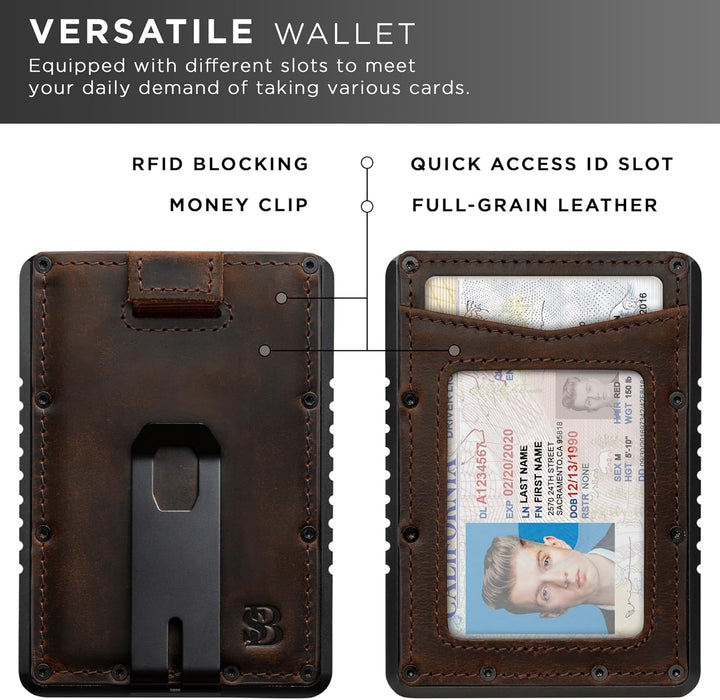 SERMAN BRANDS Slim RFID Blocking Wallet with Money Clip - Metal Min...
